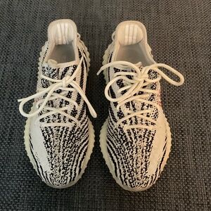 Adidas Yeezy Boost 350 V2 Zebra Sneakers in White Cotton